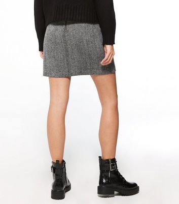 Pale Grey Herringbone Mini Skirt | New Look