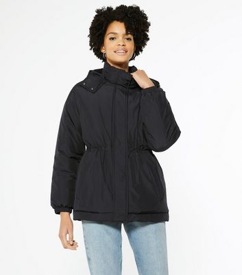 puffer jacket with drawstring hood