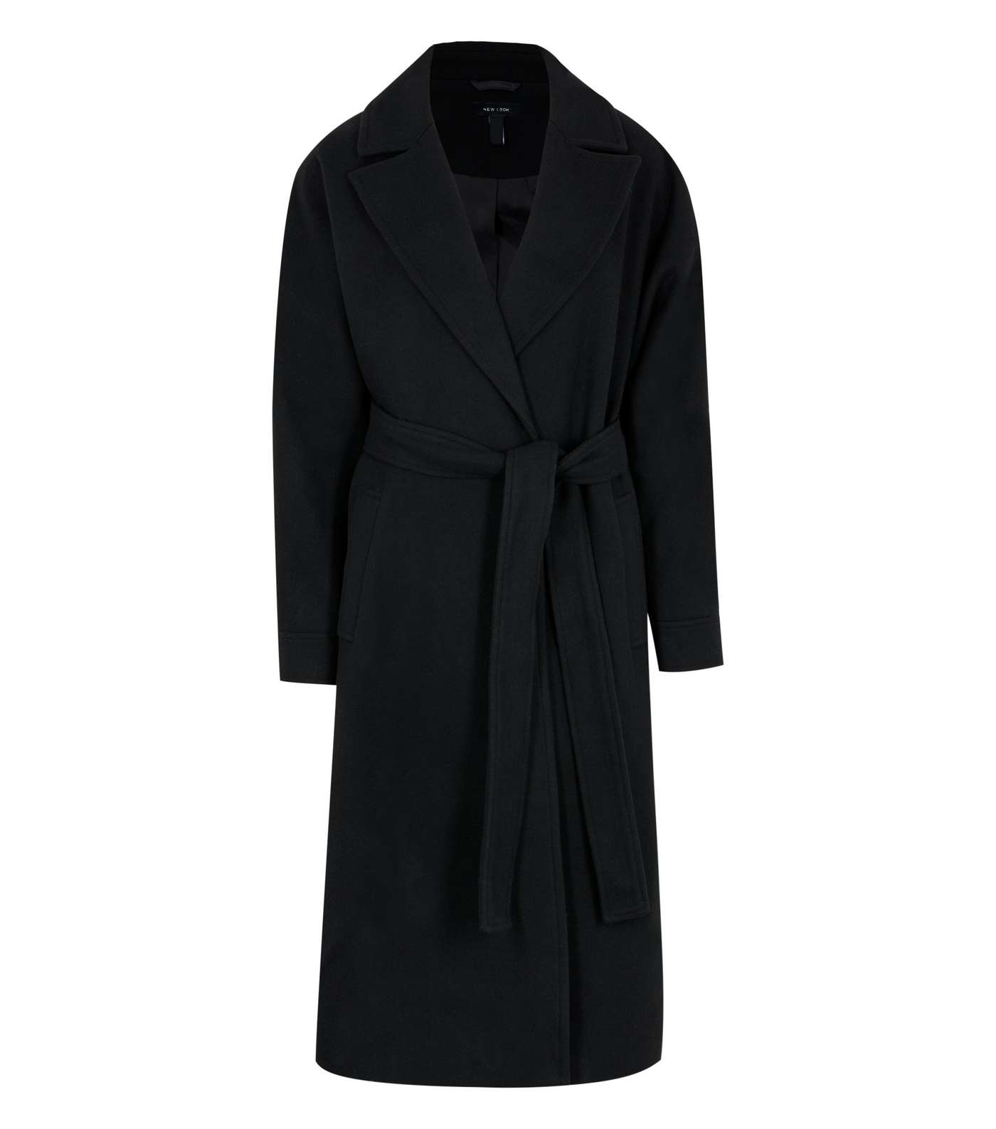 Black Drop Shoulder Belted Maxi Coat  Image 5