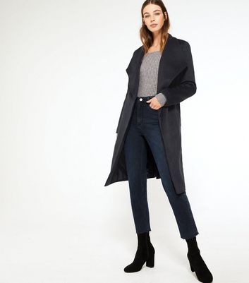 zara navy belted coat