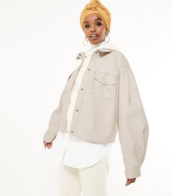 cropped white shacket