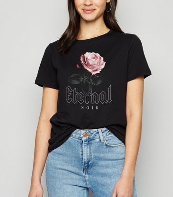 Black Rose Eternal Noir Slogan T-Shirt 