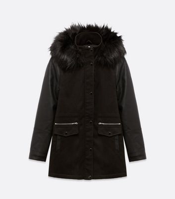 Faux Fur Hood Parka Coat 