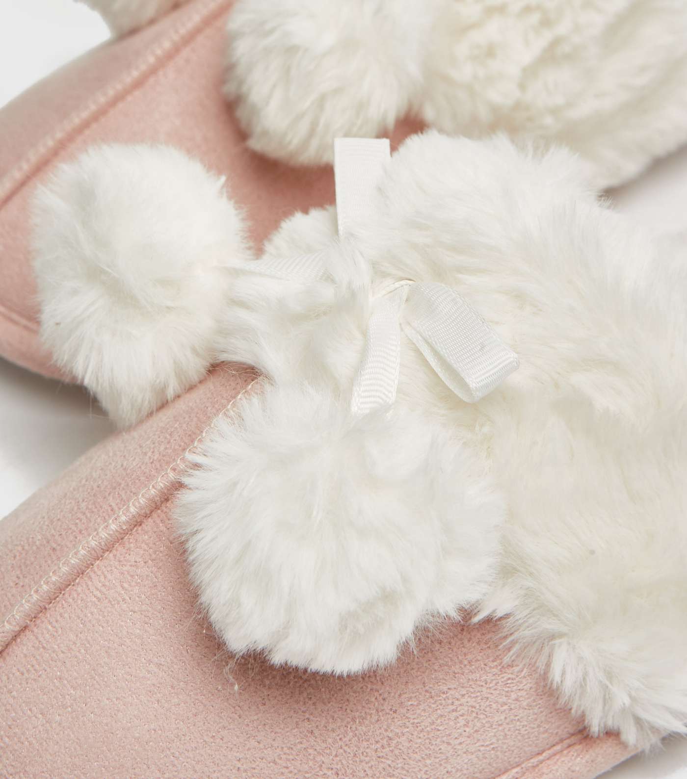 Pink Suedette Faux Fur Lined Mule Slippers Image 3