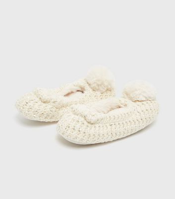 new look pom pom slippers