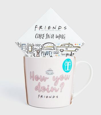 Image of White How You Doing Friends Logo Cake Mug Set New Look
