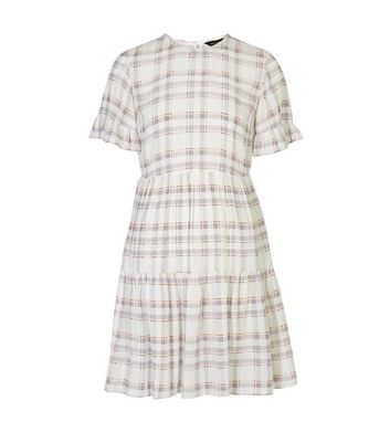 black and white check dress new look