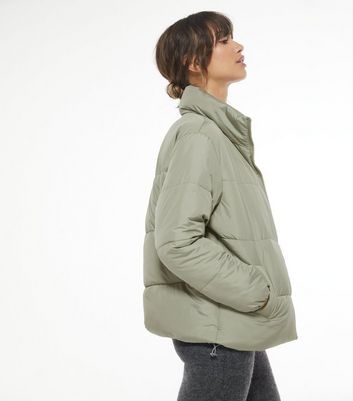 light green bubble coat