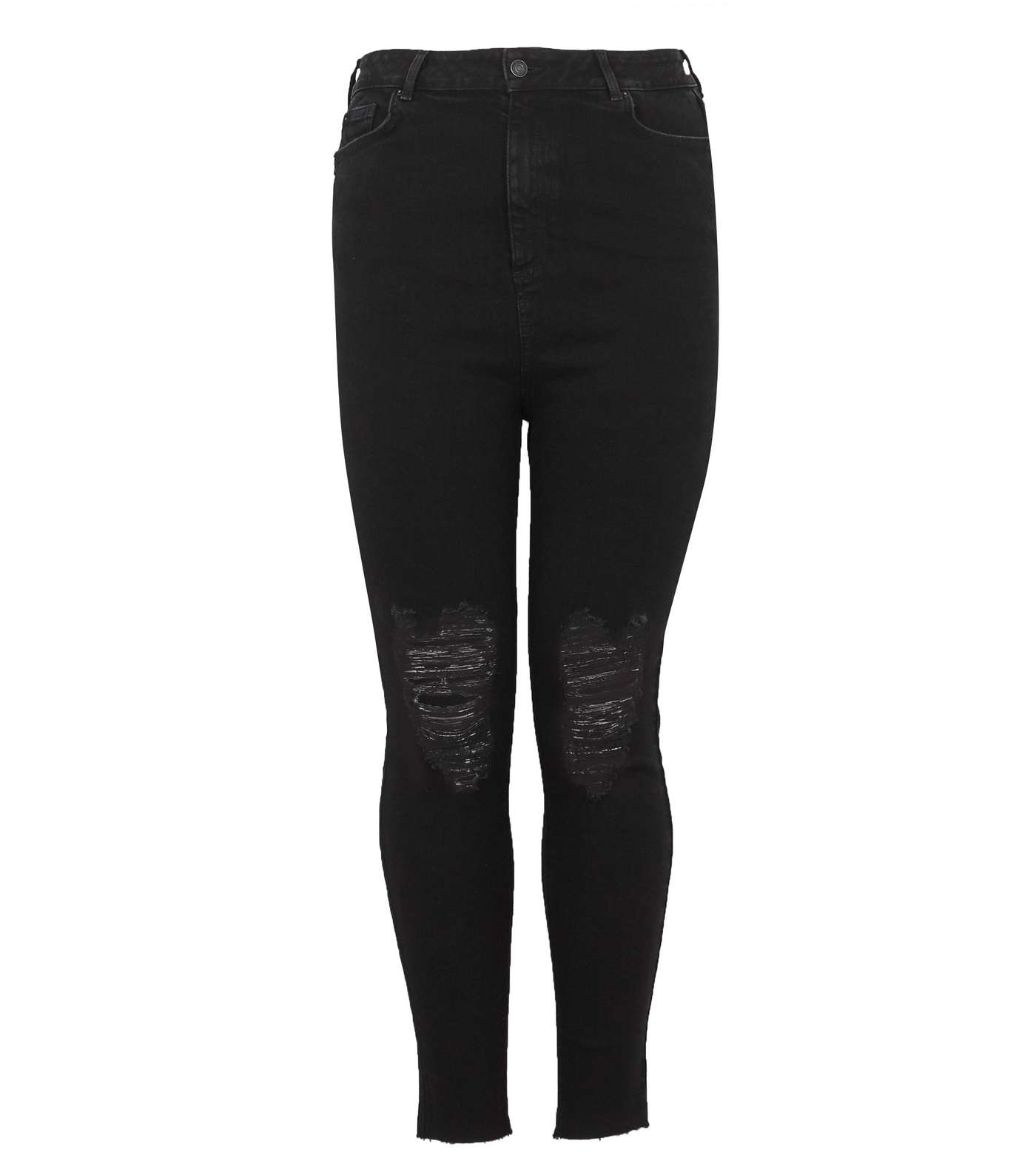 Curves Black Ripped High Waist Hallie Super Skinny Jeans Image 5