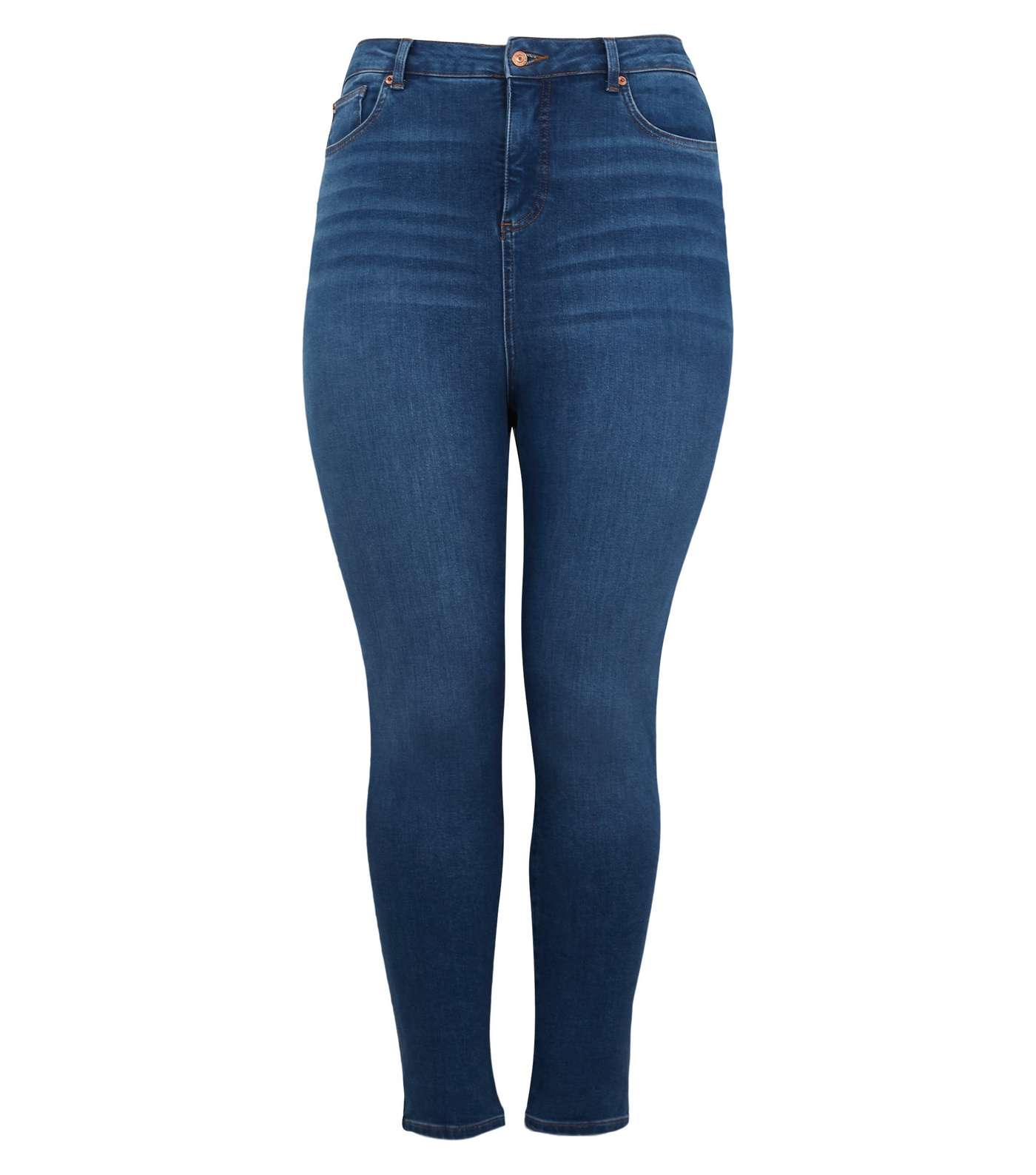 Curves Blue Contour Super Skinny Jeans Image 5