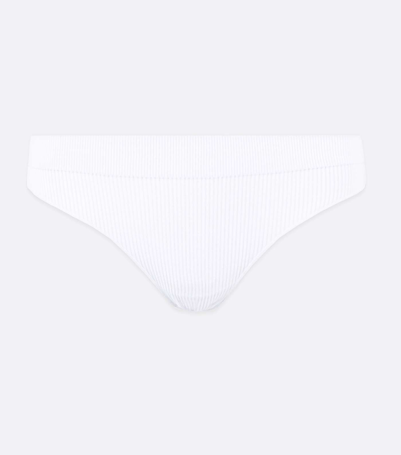 White Ribbed Seamless Briefs Image 5