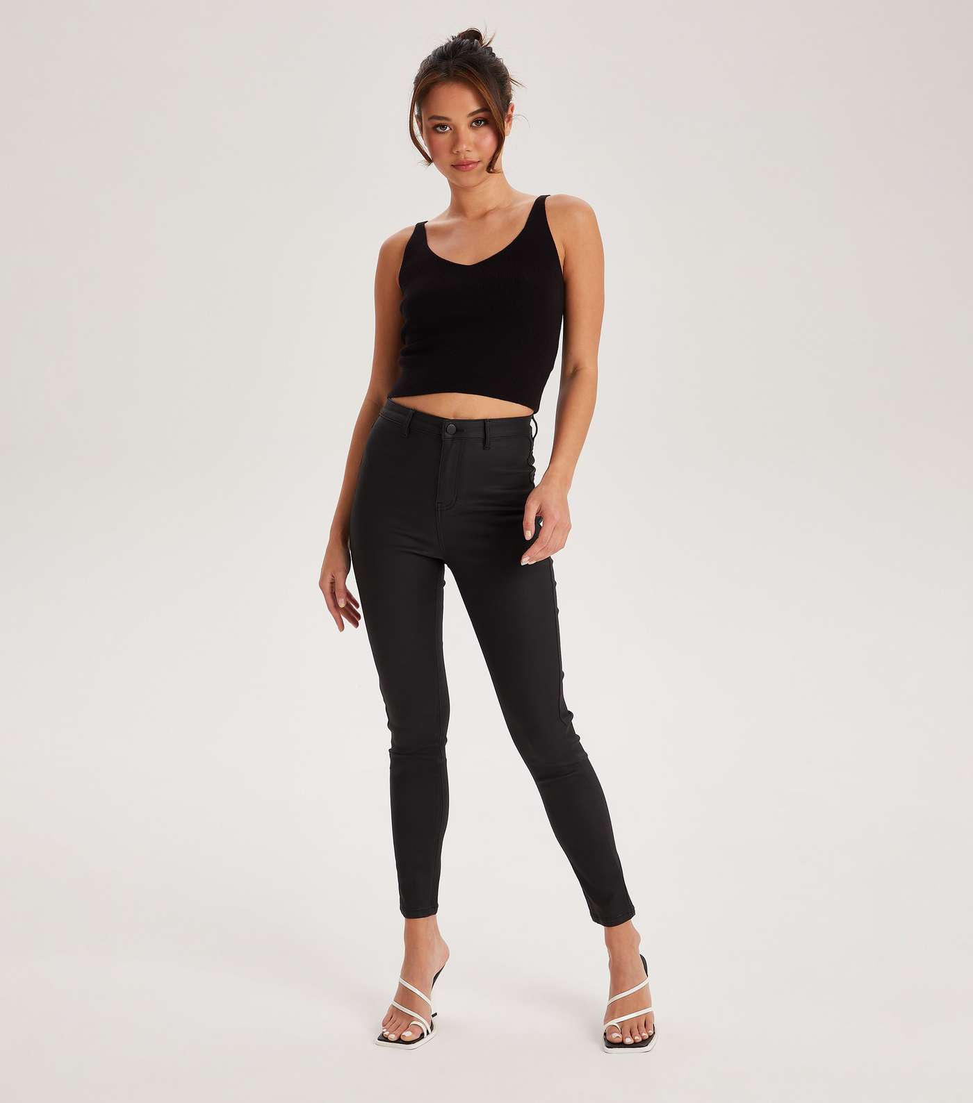 Urban Bliss Black Coated Leather-Look Super Skinny Jeans Image 3