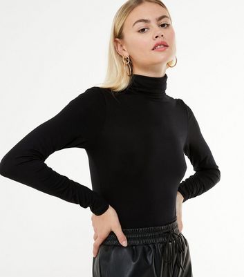 Black roll neck long sleeve clearance top