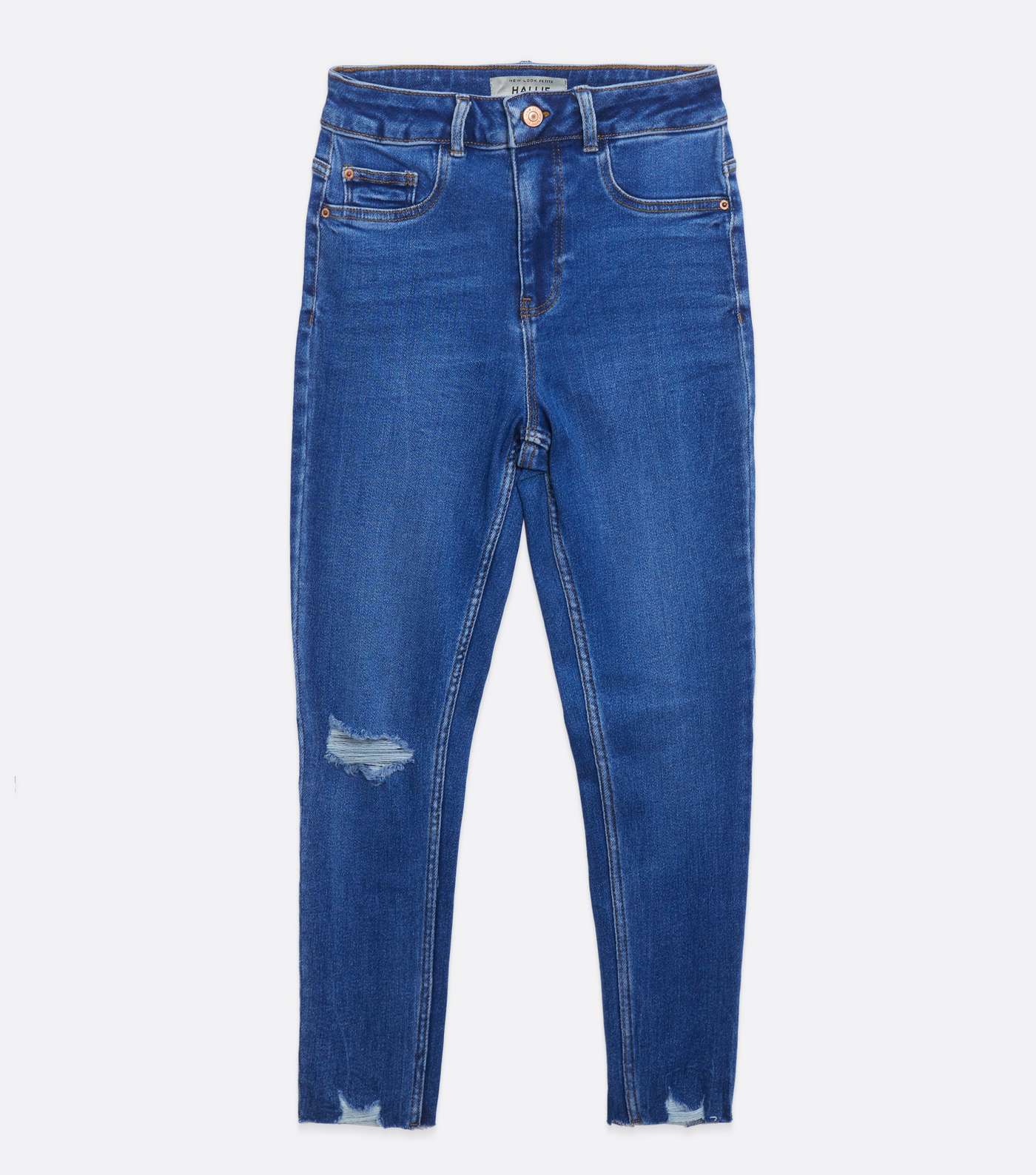 Petite Bright Blue High Waist Hallie Super Skinny Jeans Image 5