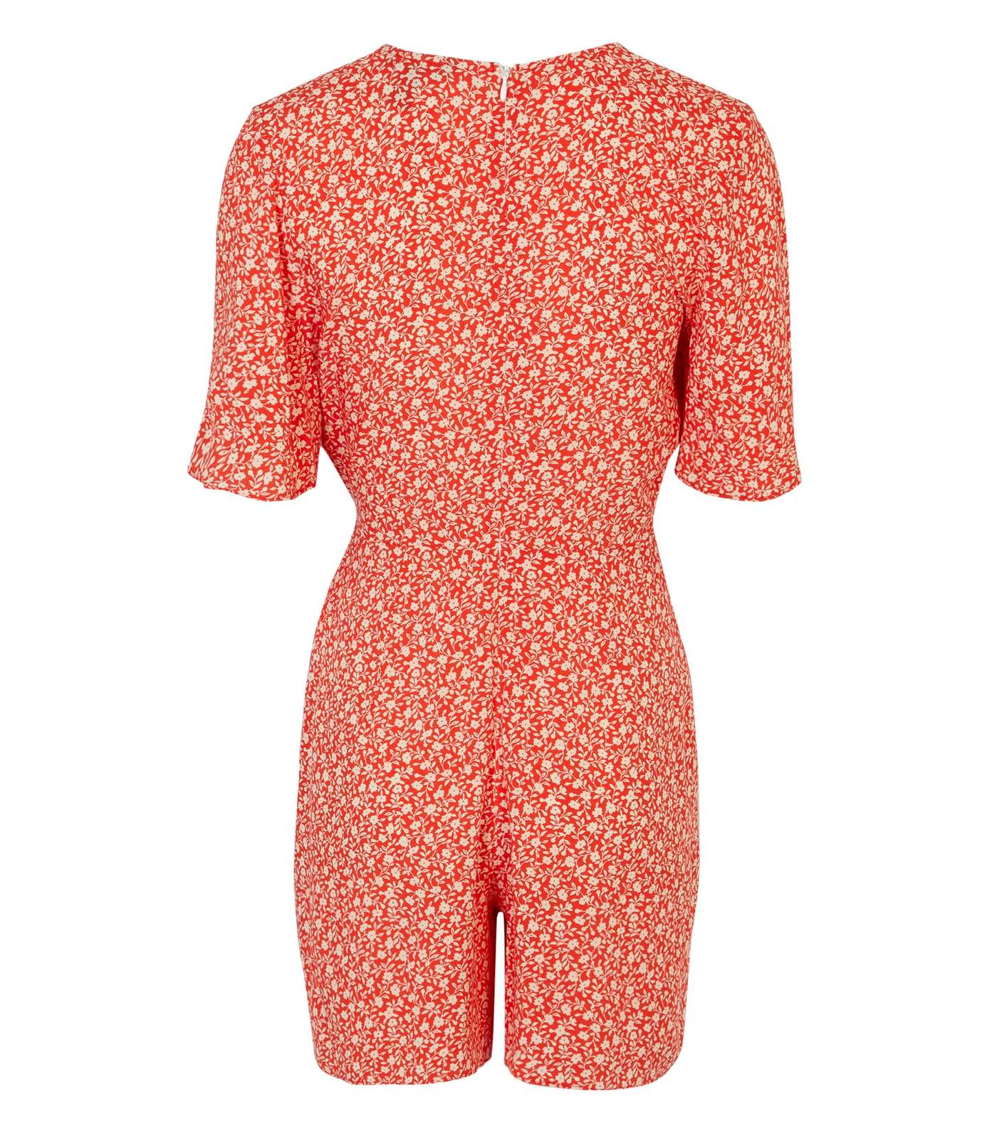 Red Floral Wrap Tie Side Playsuit  Image 2
