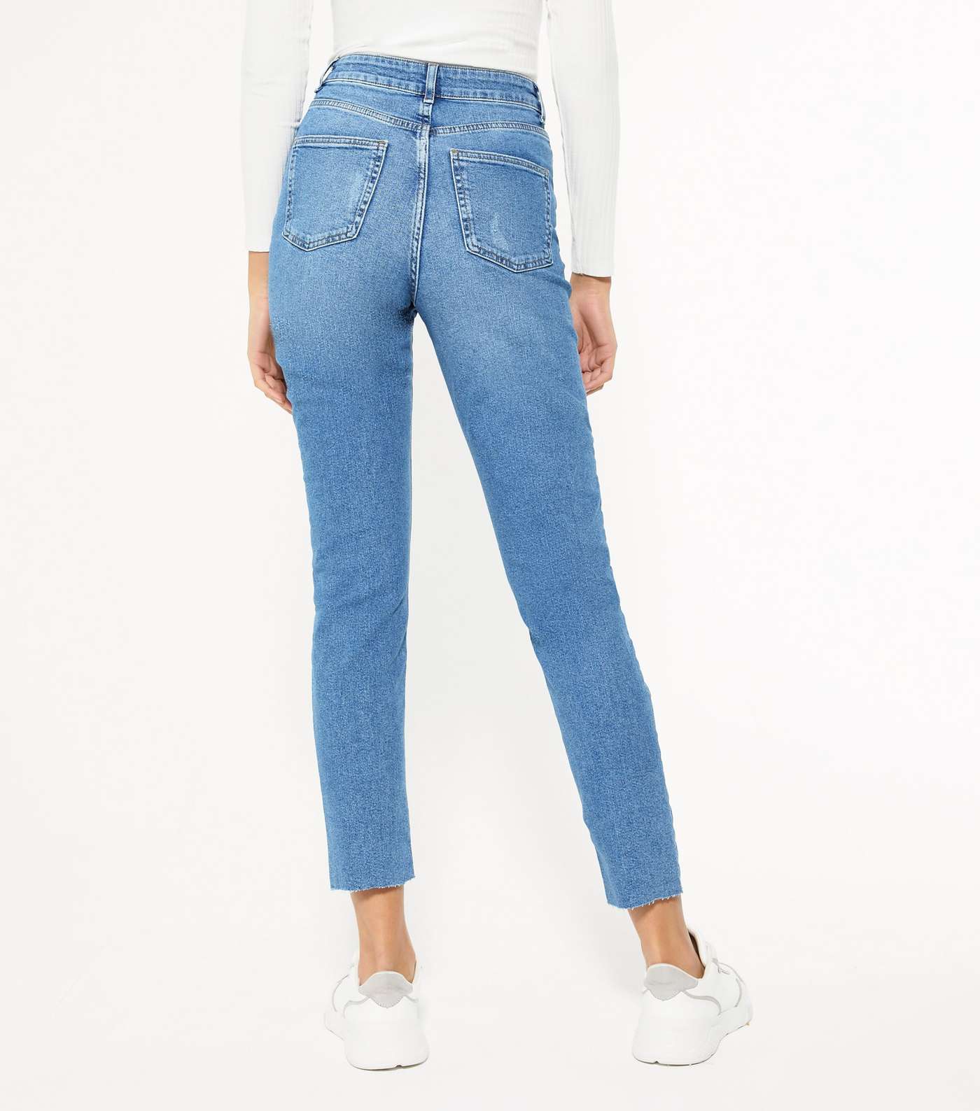 Tall Tall Blue Ripped Knee Waist Enhance Tori Mom Jeans Image 3