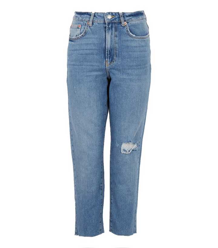Topshop Petite straight jean in mid blue