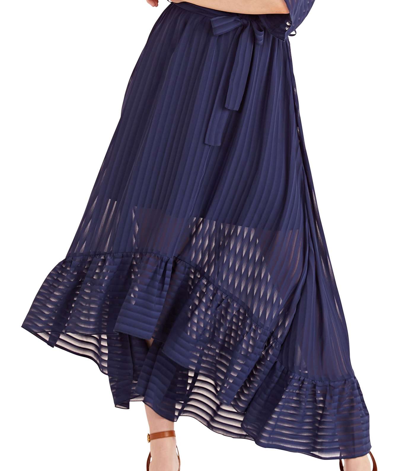 Mela Navy Stripe Chiffon Maxi Wrap Dress Image 5