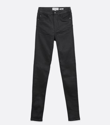 tall black coated skinny jeans