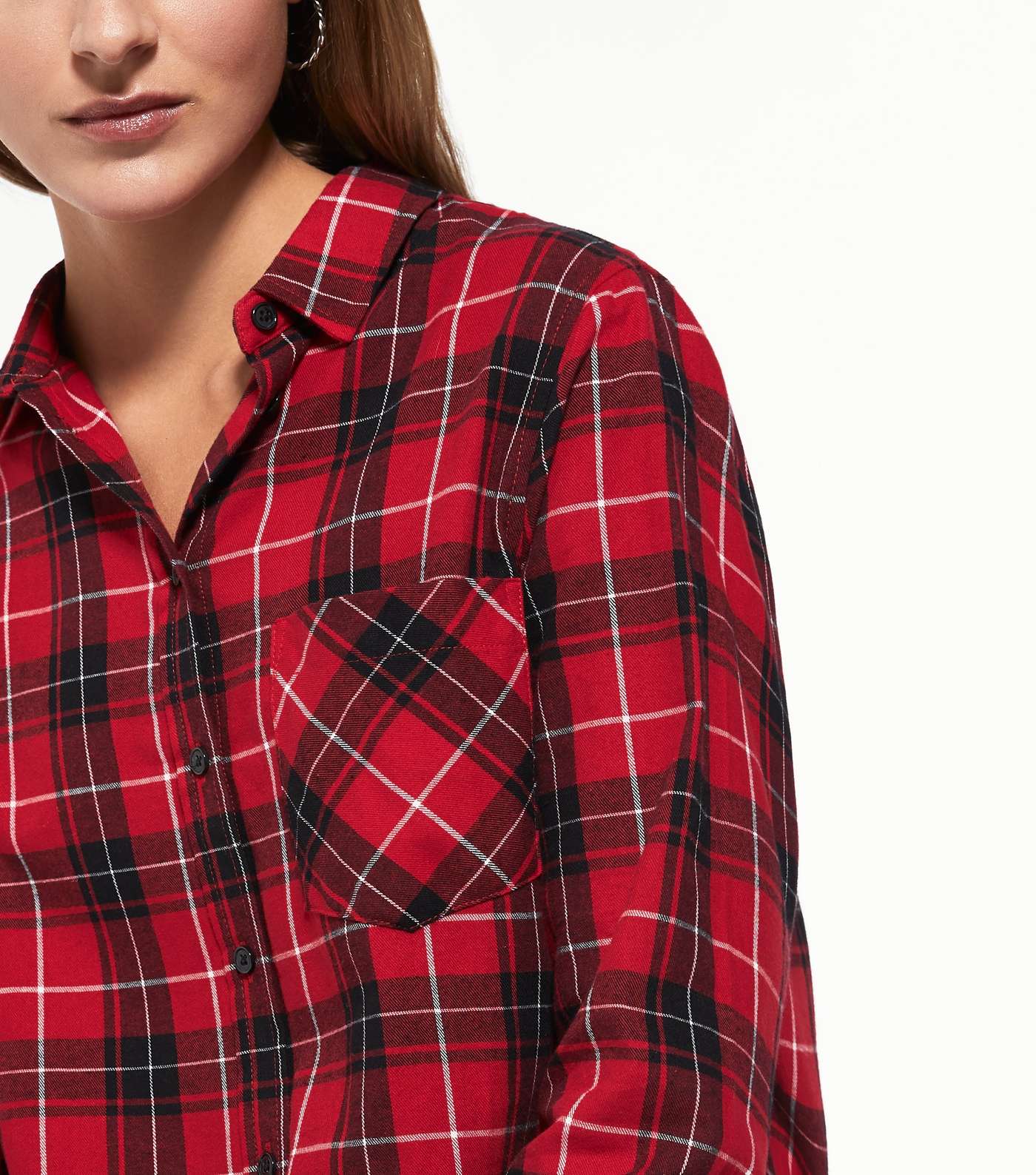 Red Check Pocket Front Collared Shirt Image 4