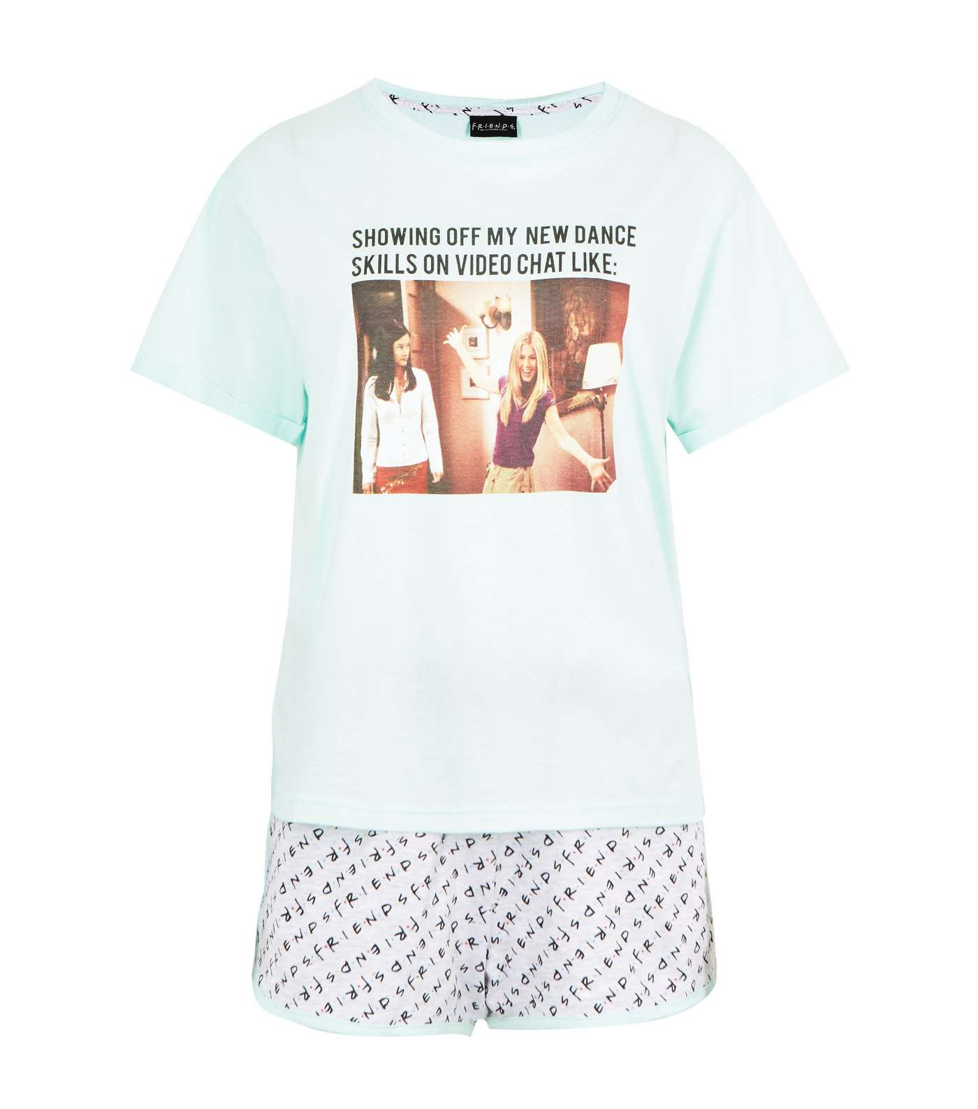 Girls Mint Green Friends Meme Short Pyjama Set Image 5