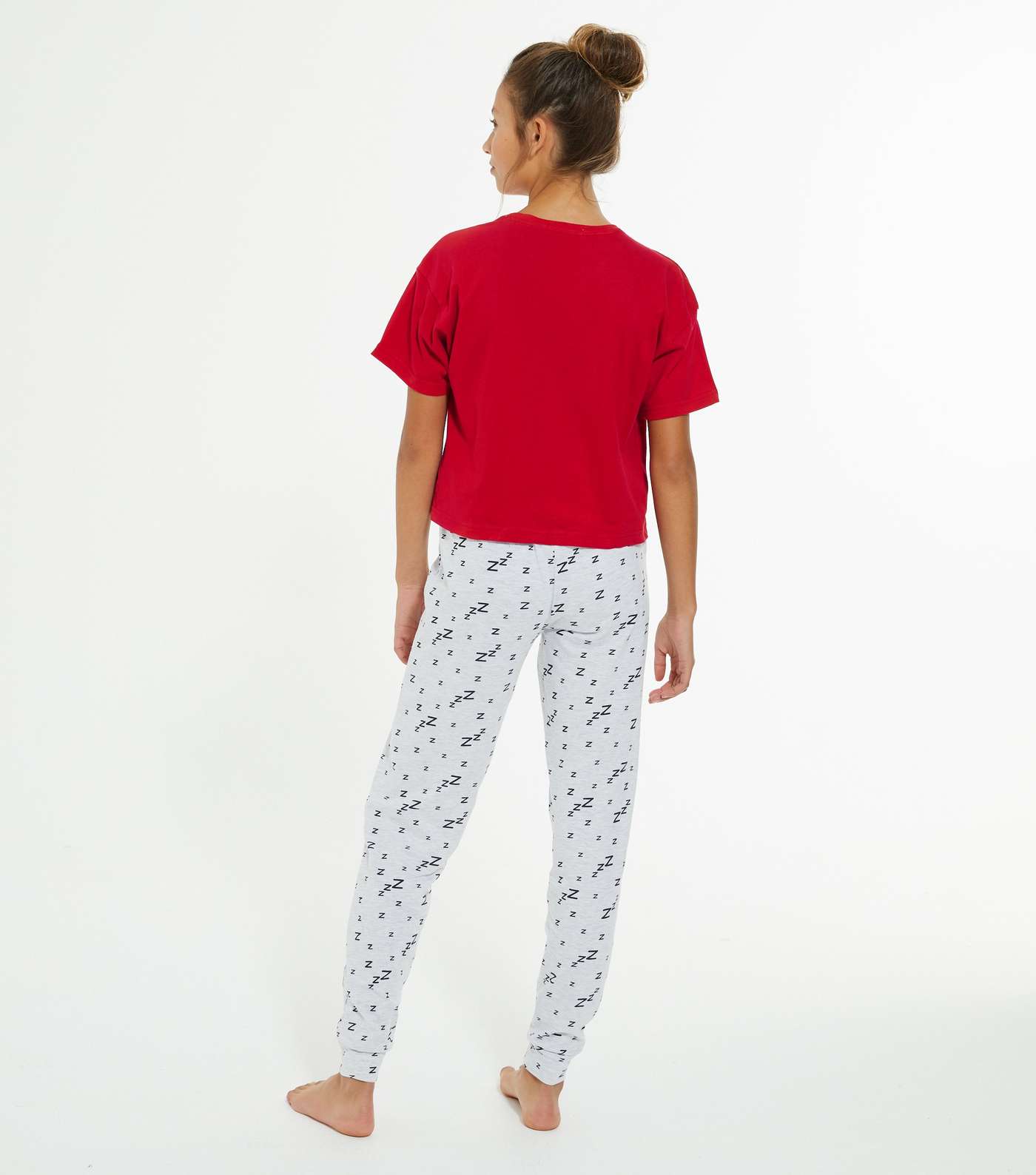 Girls Red Dog Forever Tired Jogger Pyjama Set Image 4