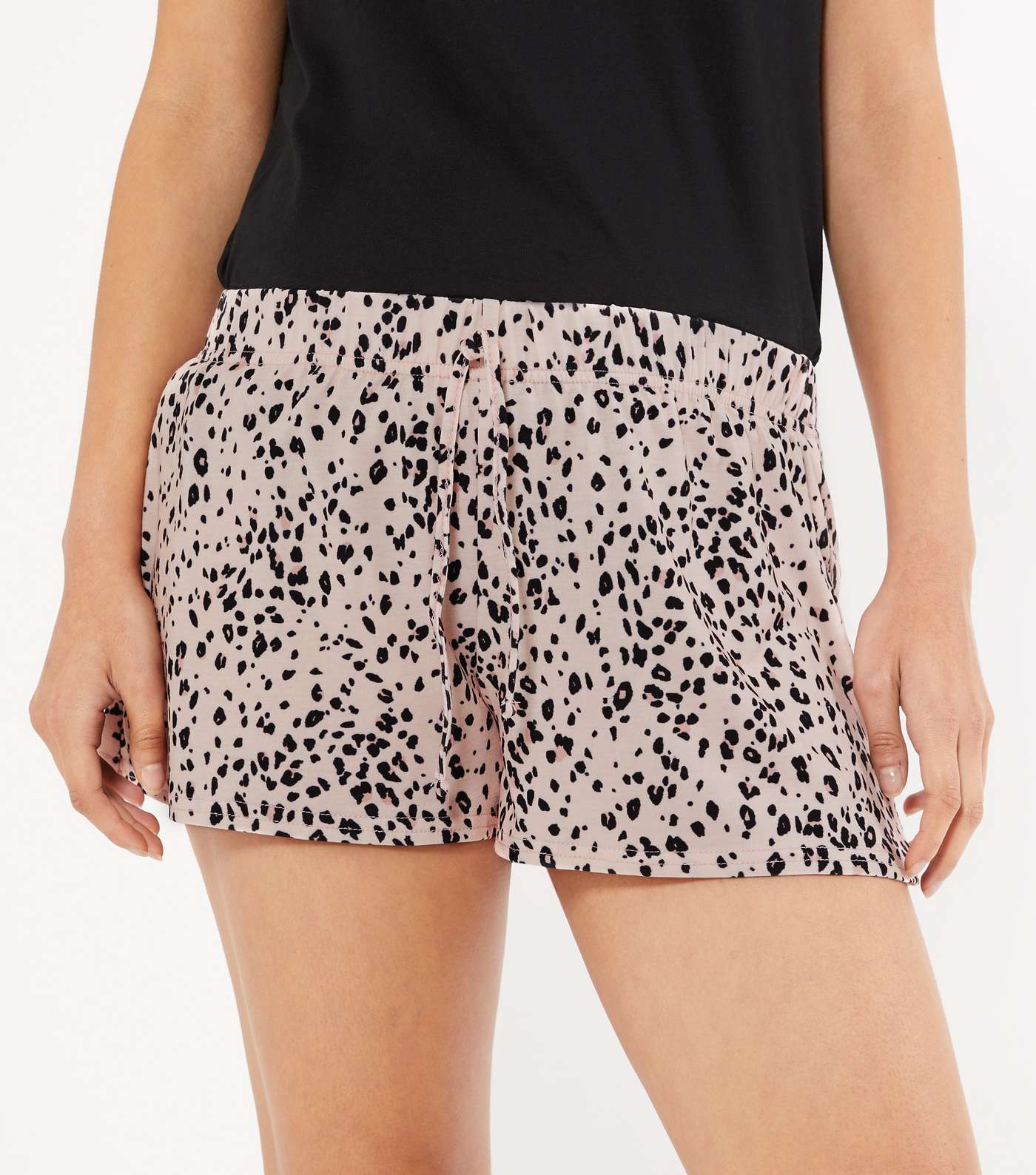 Black Shorts Leopard Print Pyjama Set  Image 4