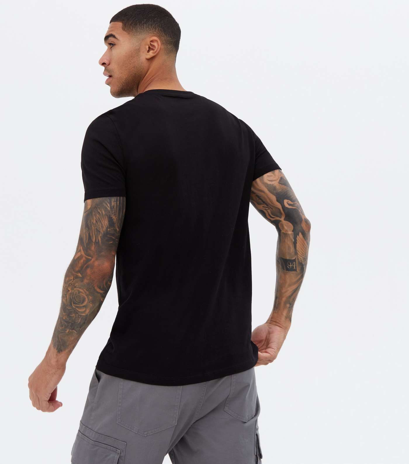 Black Plain Short Sleeve T-Shirt Image 4