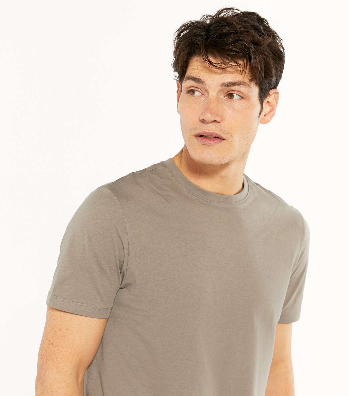 Pale Grey Plain Short Sleeve T-Shirt Image 3