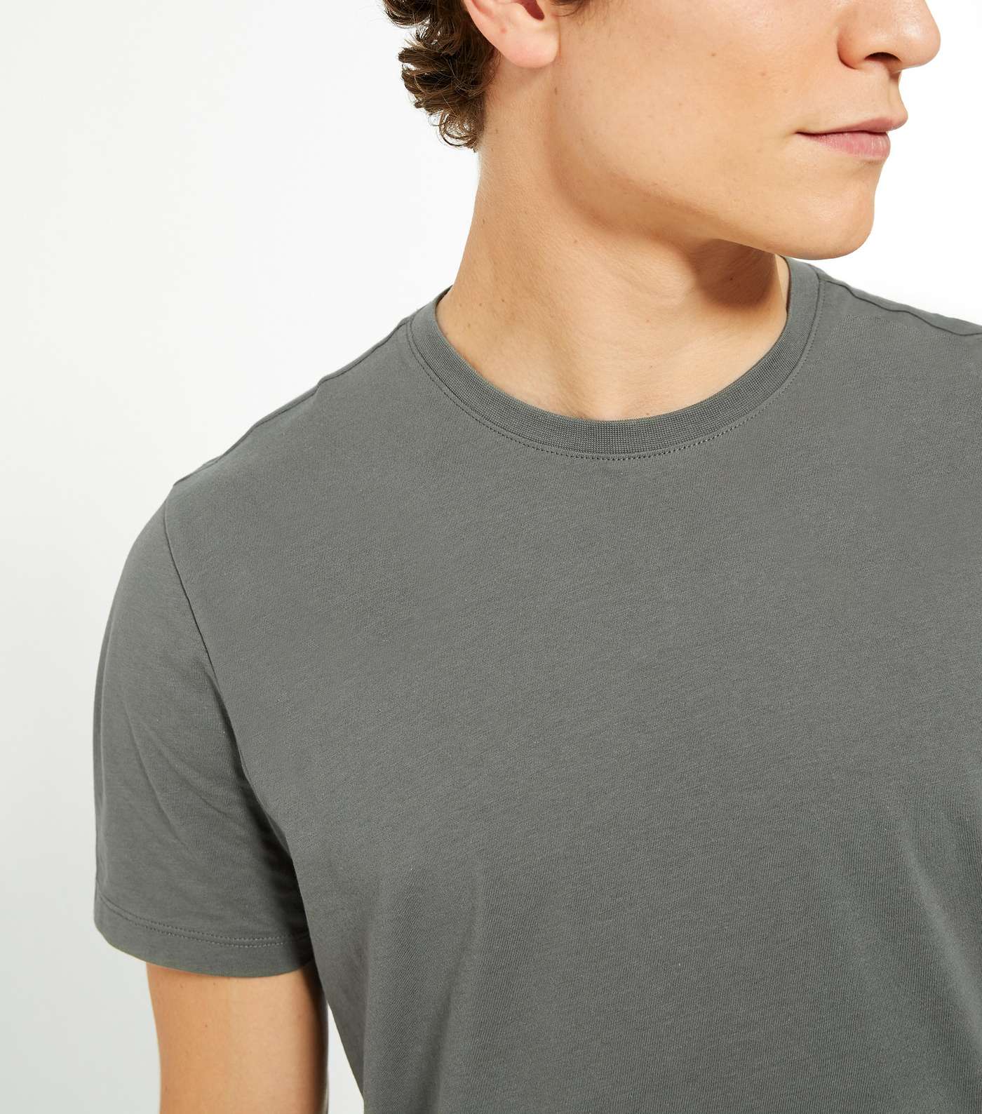 Olive Plain Short Sleeve T-Shirt  Image 3