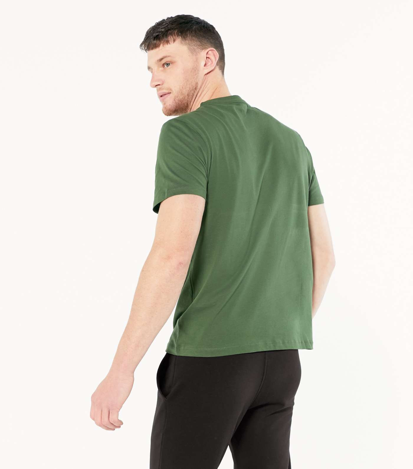 Dark Green Plain Short Sleeve T-Shirt Image 4