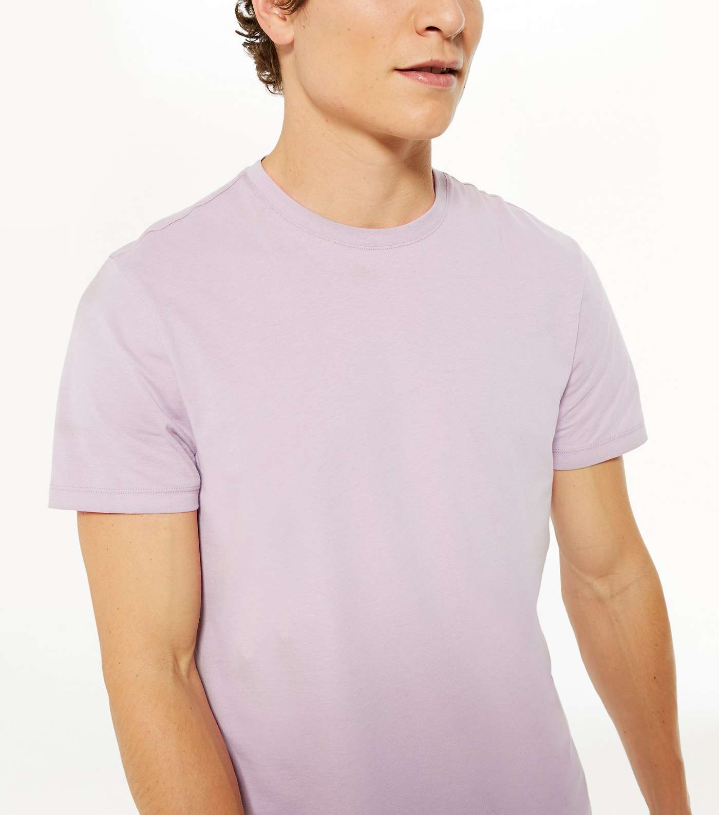 Lilac Plain Short Sleeve T-Shirt Image 3