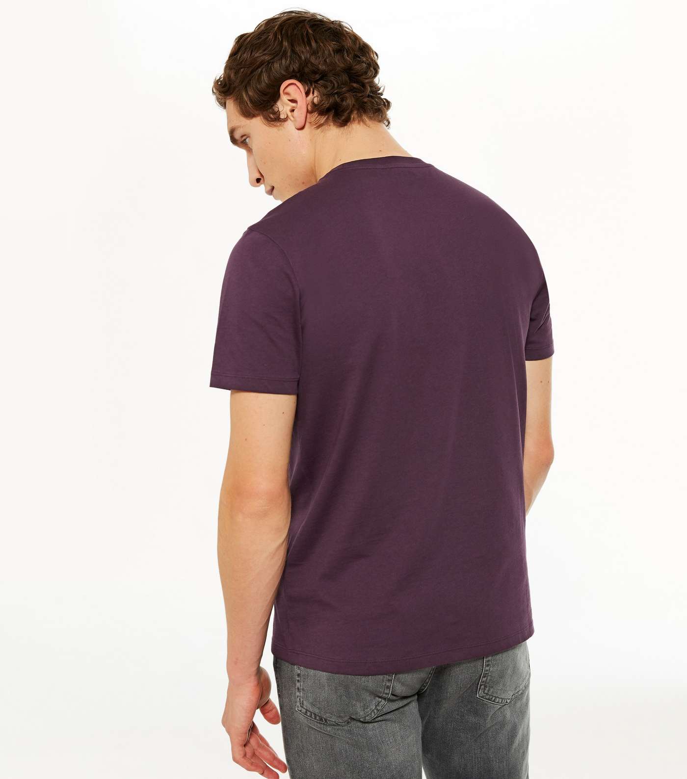 Purple Plain Short Sleeve T-Shirt Image 4