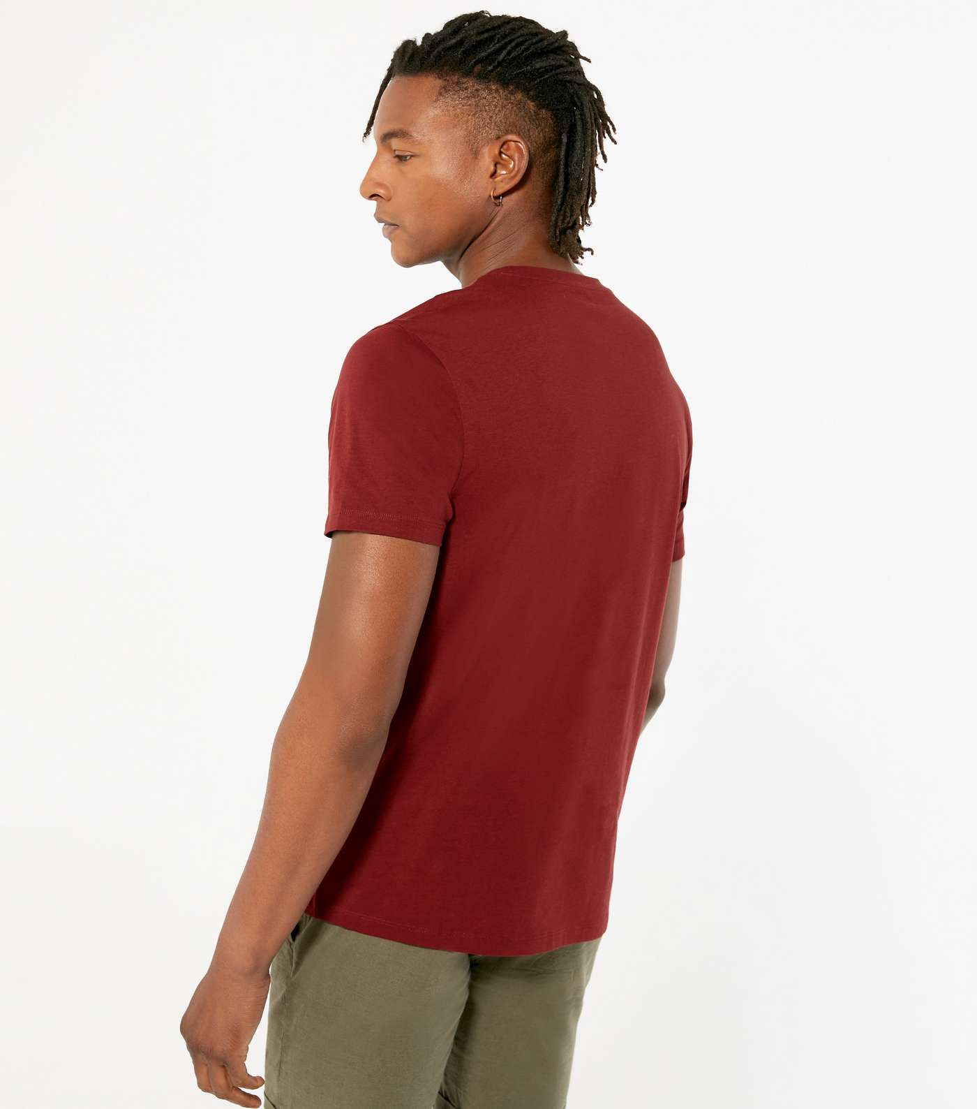 Dark Red Plain Short Sleeve T-Shirt  Image 4