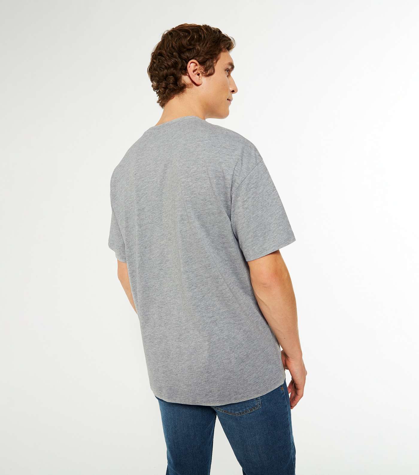 Grey Marl Plain Relaxed Fit T-Shirt Image 4