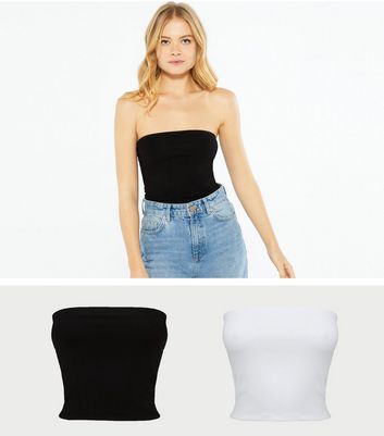 Image of Pack Black and White Bandeau Tops New Look