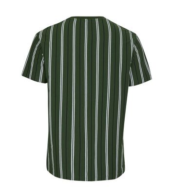 Image of Dark Green Contrast Stripe Short Sleeve T-Shirt New Look