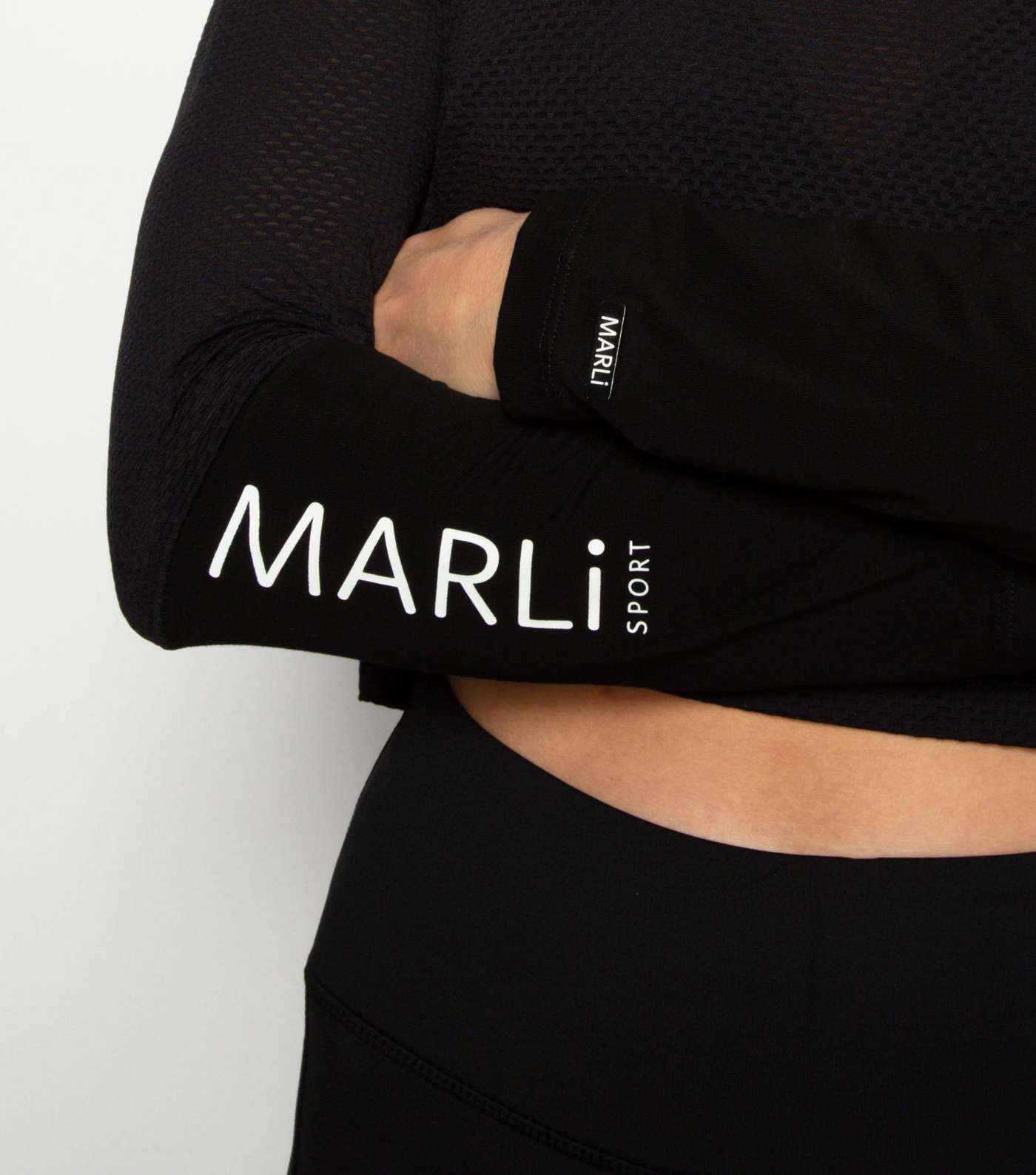 MARLi Sport Black Mesh Crop Long Sleeve Top Image 5