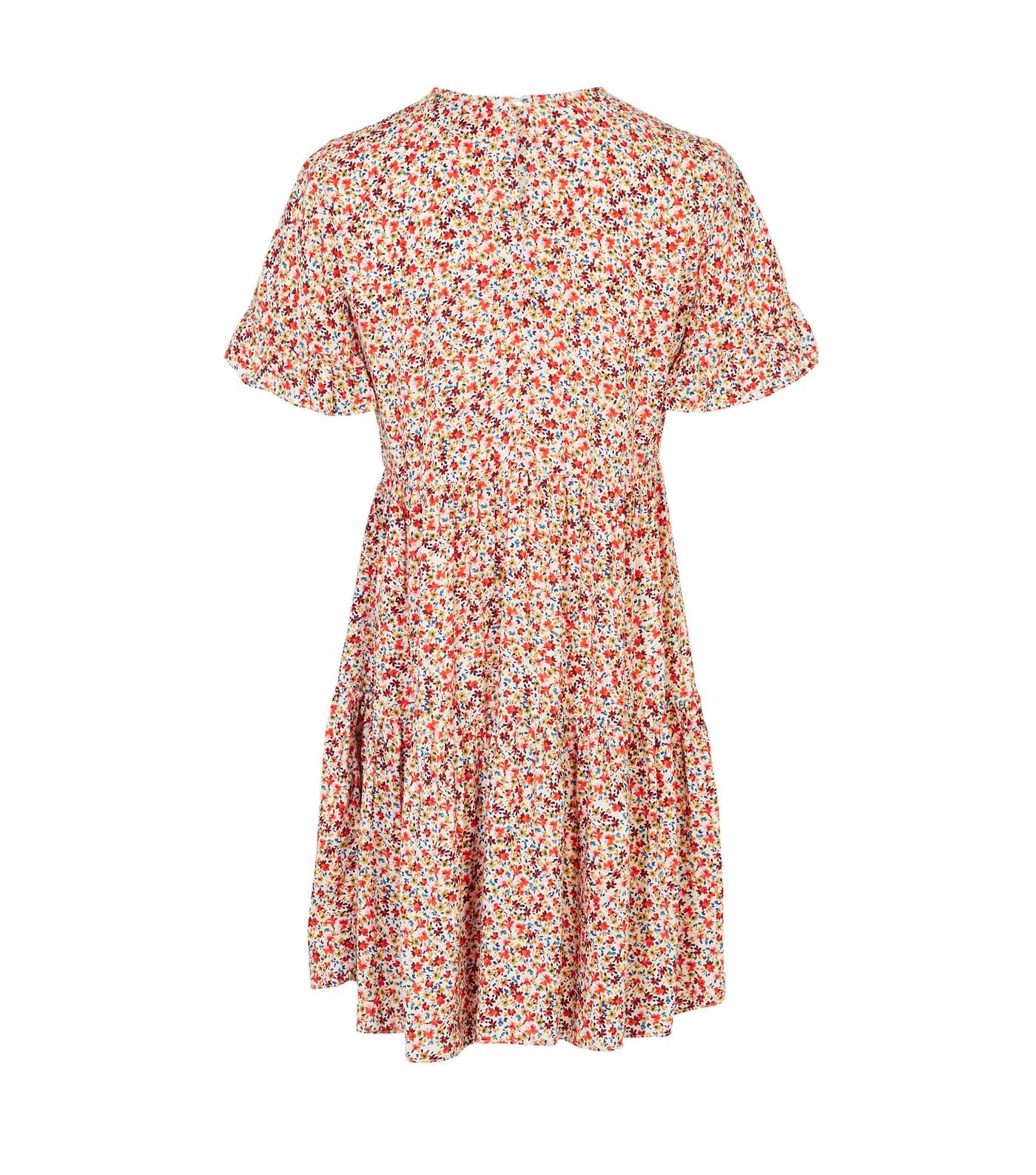 Red Ditsy Floral Frill Sleeve Smock Dress Image 2