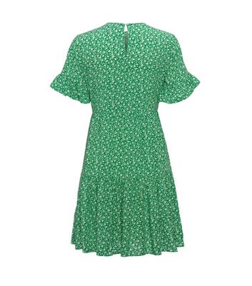 Green Ditsy Floral Frill Sleeve Smock 