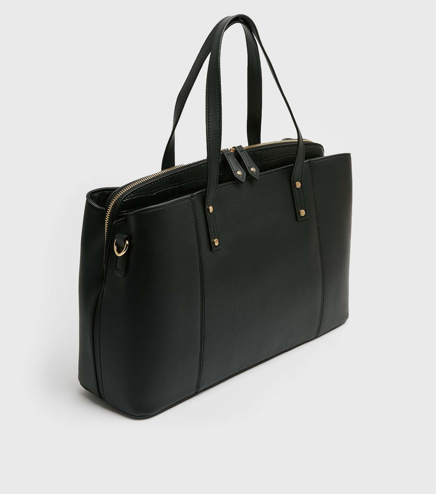 Black Leather-Look Laptop Tote Bag  Image 6