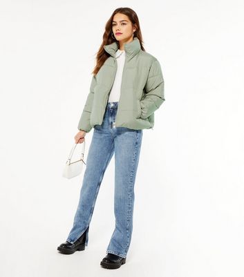 light green cropped jacket