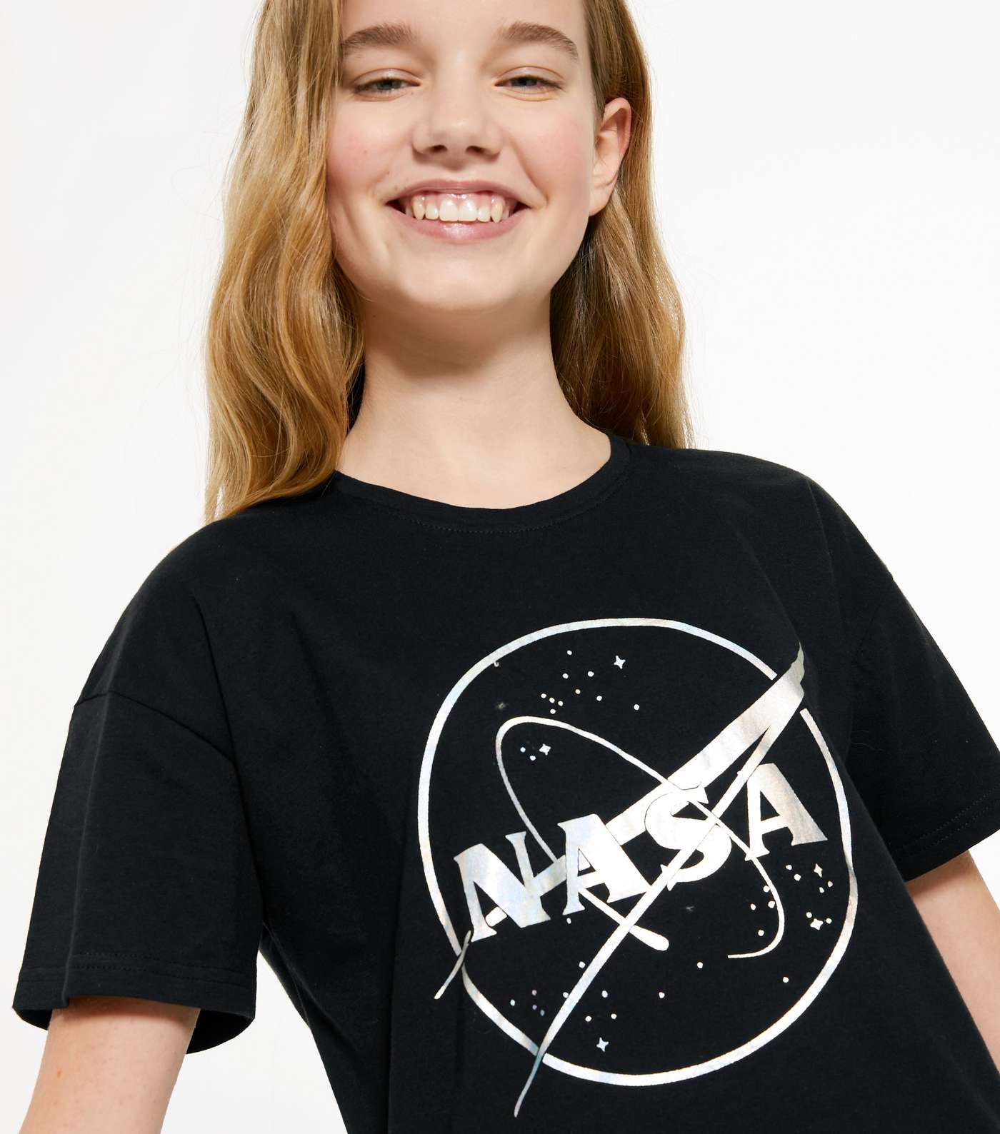 Girls Black NASA Logo Star Jogger Pyjama Set Image 2