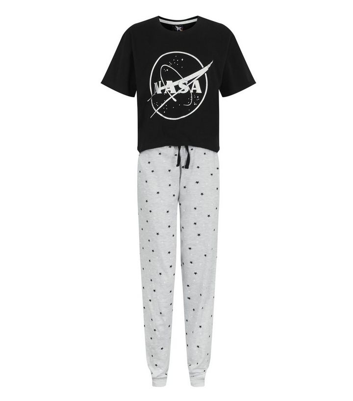 Girls Black Nasa Logo Star Jogger Pyjama Set New Look