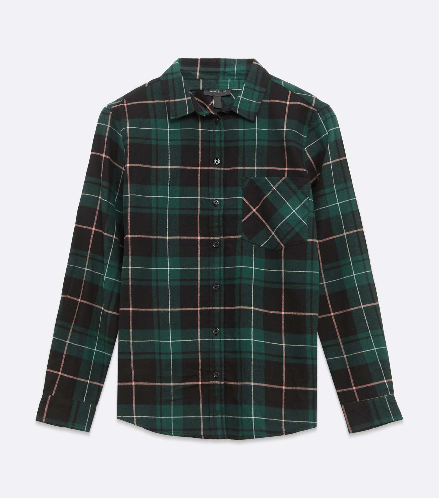 Petite Dark Green Check Pocket Long Sleeve Shirt Image 5