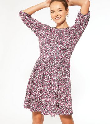 red ditsy tea dress