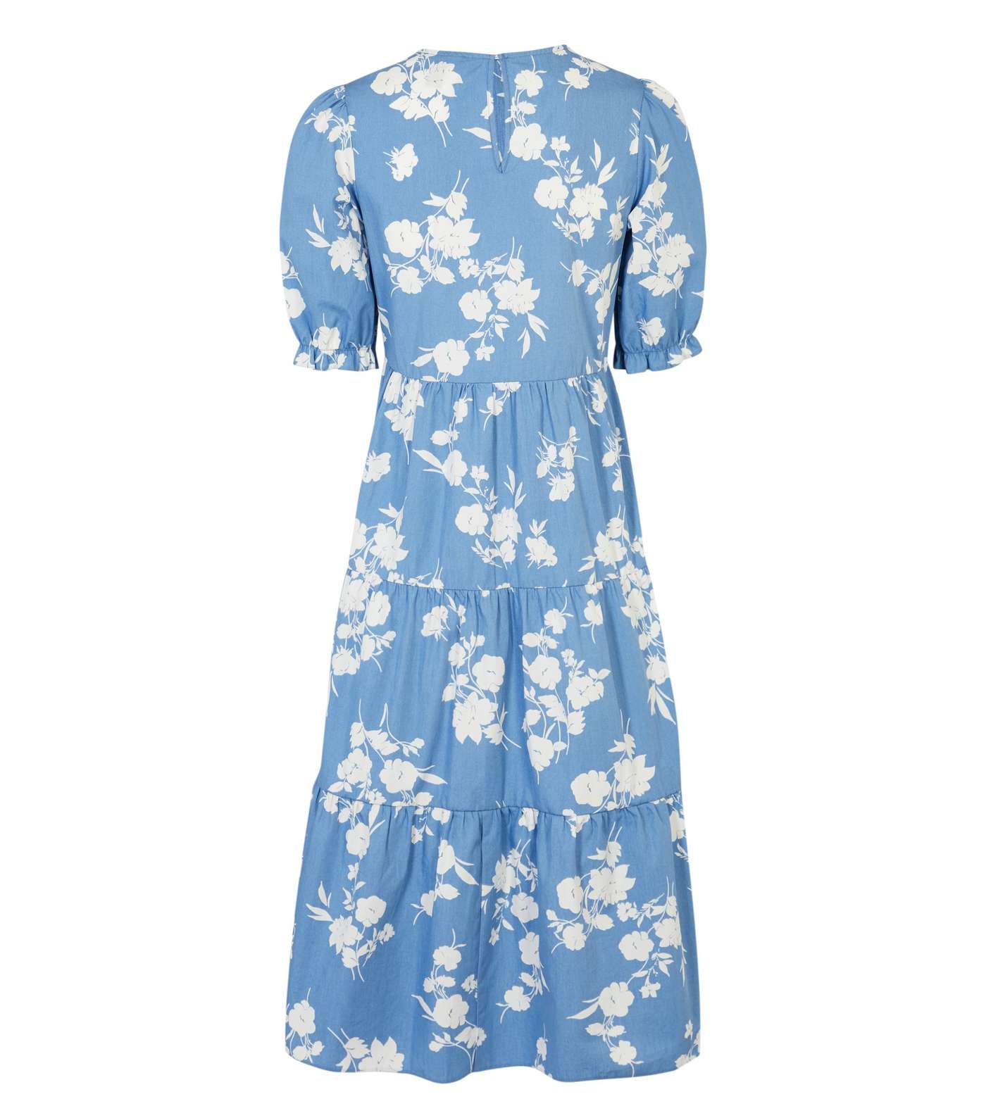 Blue Floral Poplin Smock Midi Dress Image 2