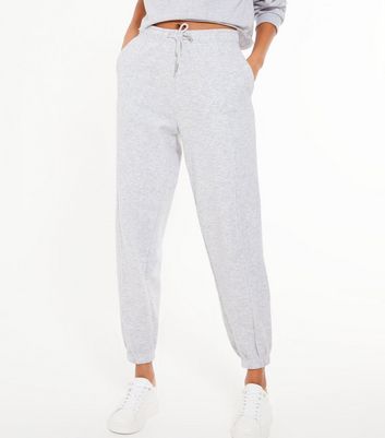 Pale Grey Seam Front Cuffed Joggers 