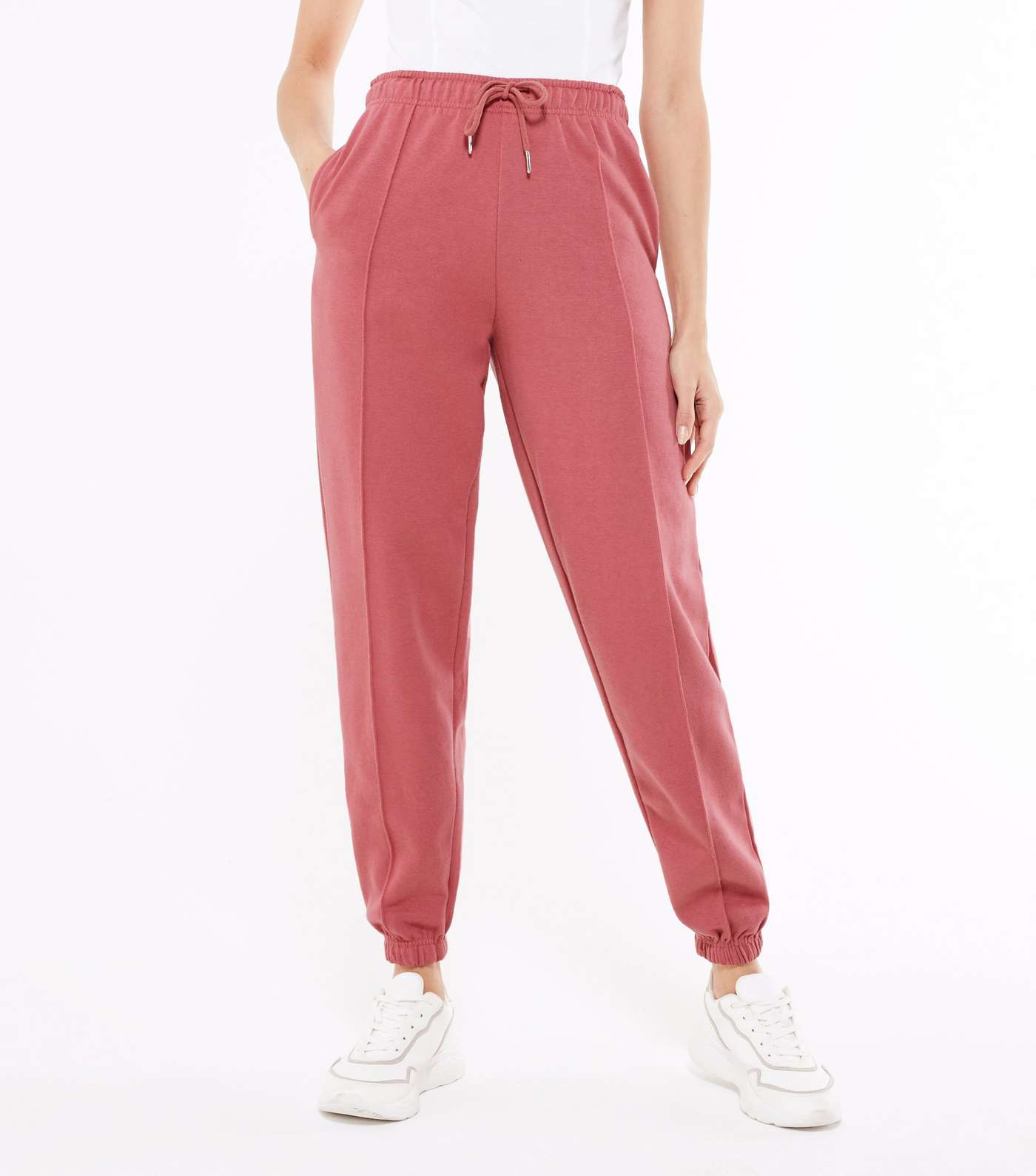 Deep Pink Seam Front Cuffed Joggers Image 2