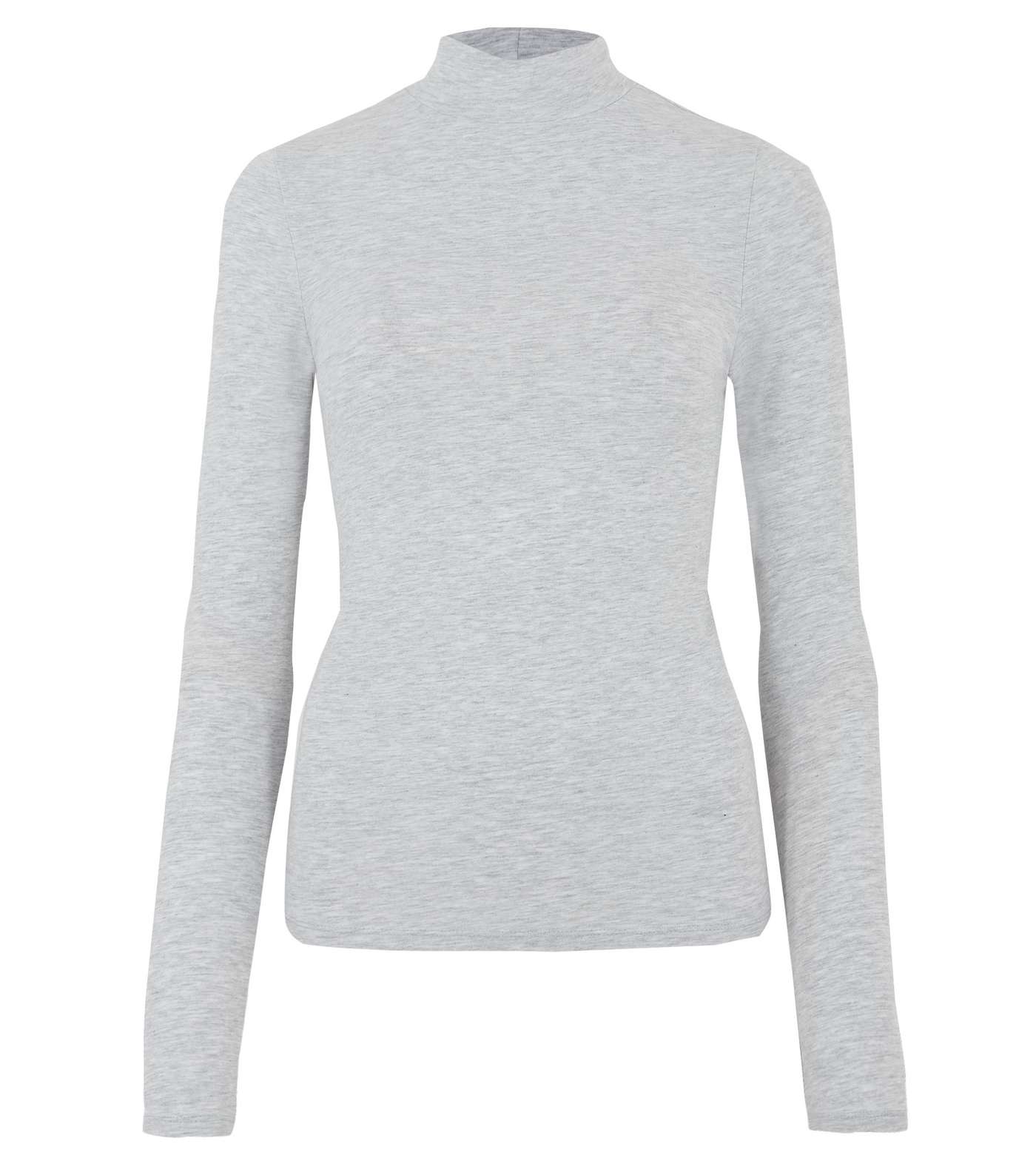 Pale Grey High Neck Long Sleeve Top